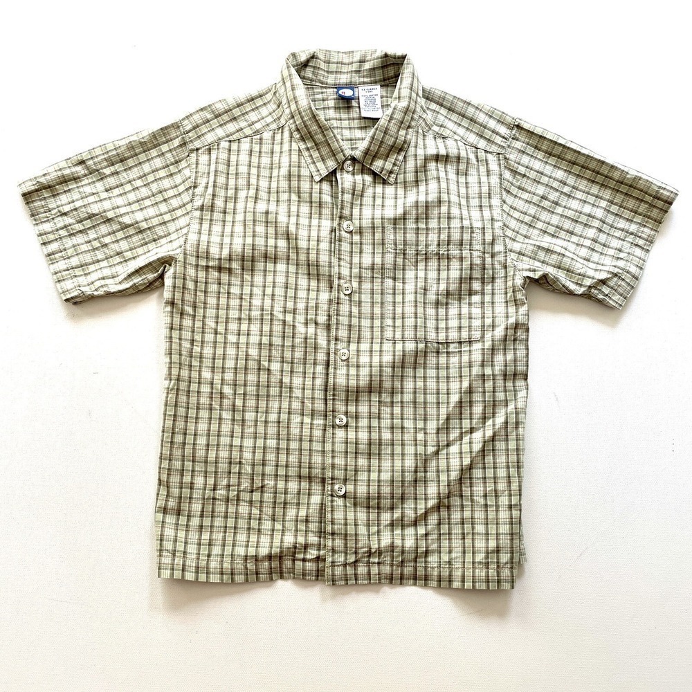 Gymboree Boys 7 Yellow Green Plaid Short Sleeve Button Up Cotton Casual Shirt